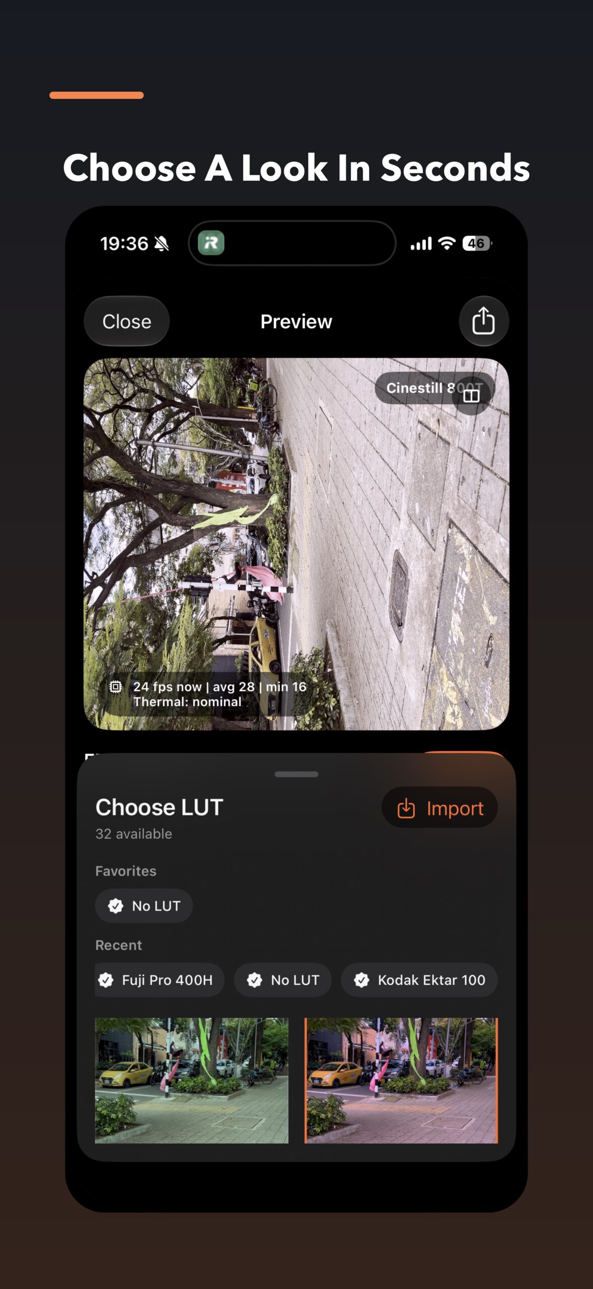 LUT Lab screenshot showing look selection