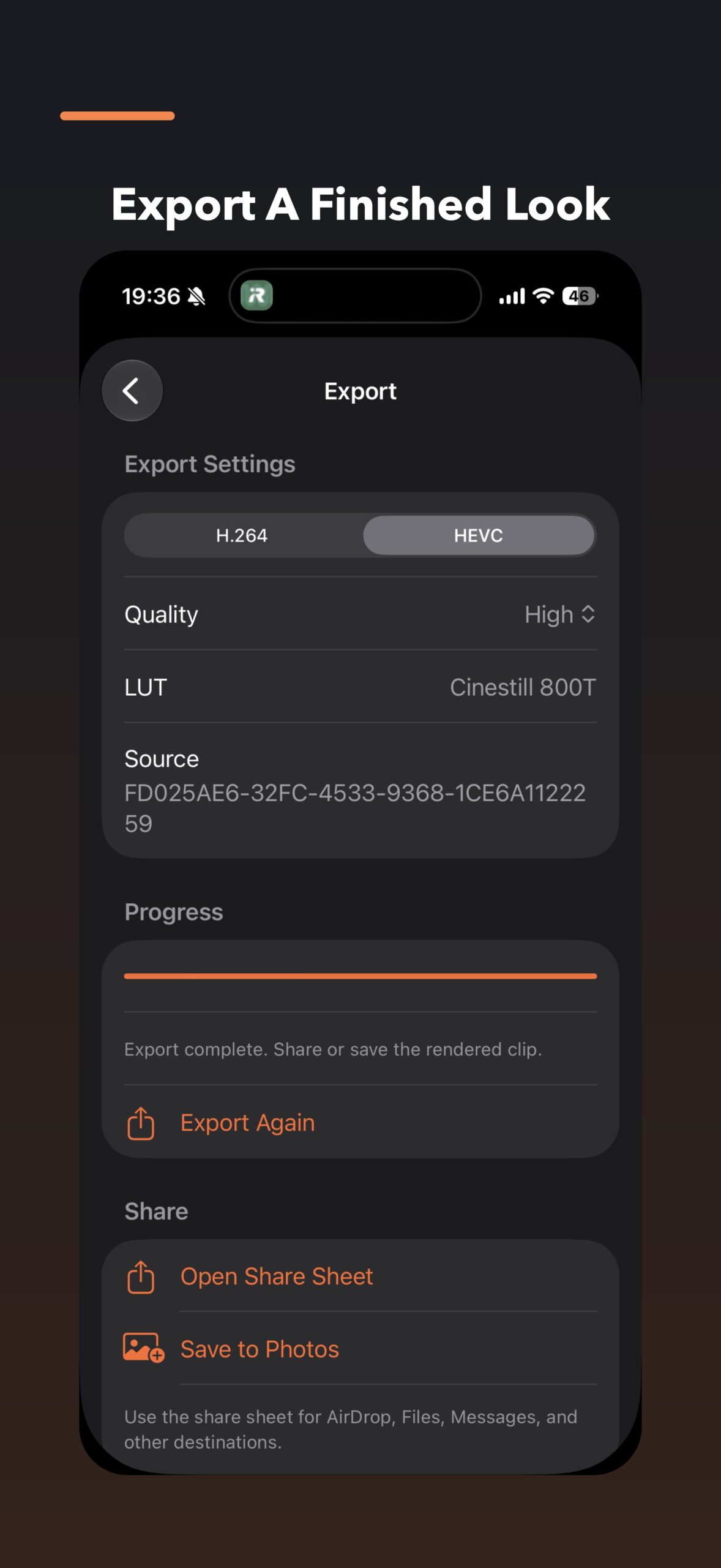 LUT Lab screenshot showing export flow